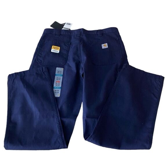 Carhartt FR Rugged Flex Relaxed Fit Canvas Pants 36x34 Blue New Workwear - Picture 5 of 9